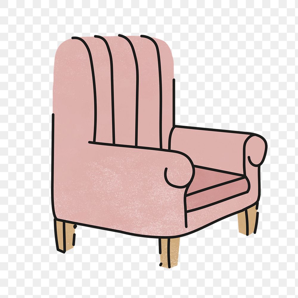 Pink armchair png sticker, furniture & home decor illustration, transparent background
