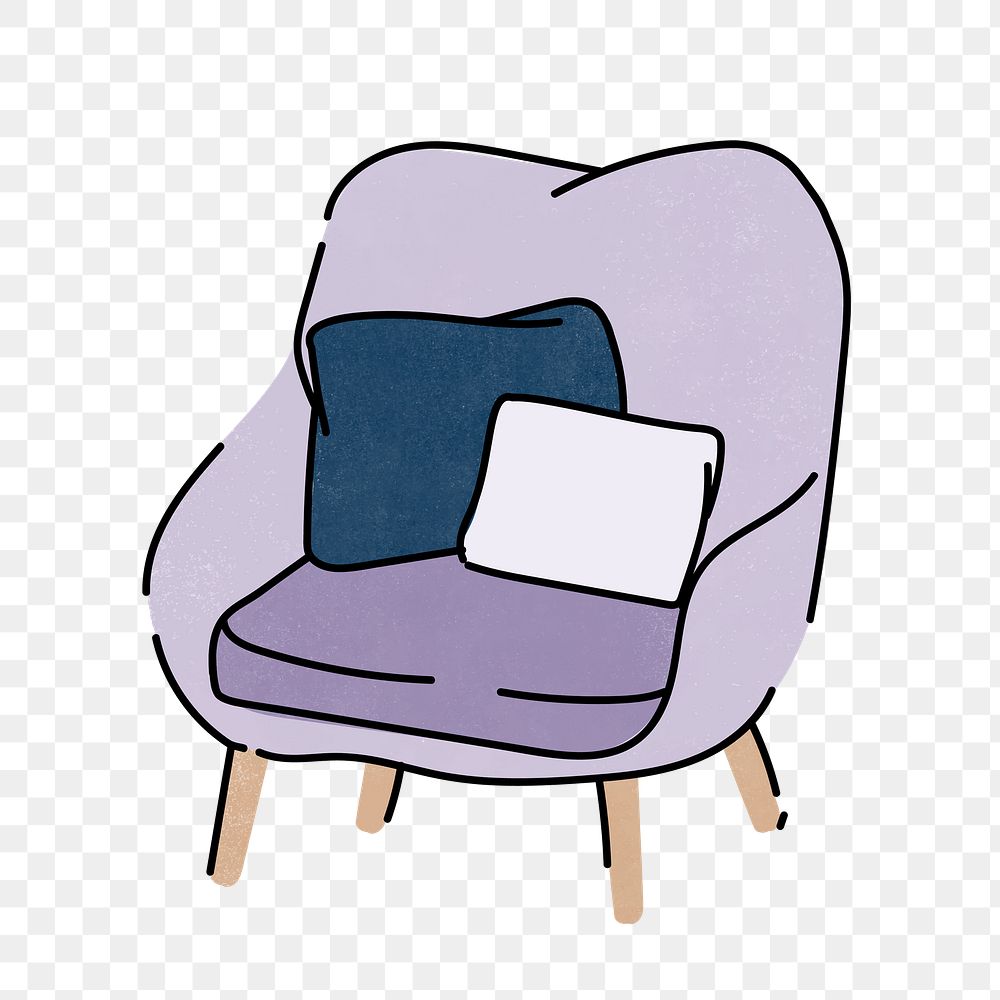 Cute chair png sticker, furniture & home decor illustration, transparent background