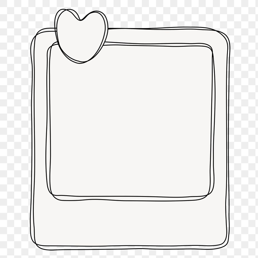 Cute frame png instant photo sticker, heart clip on transparent background