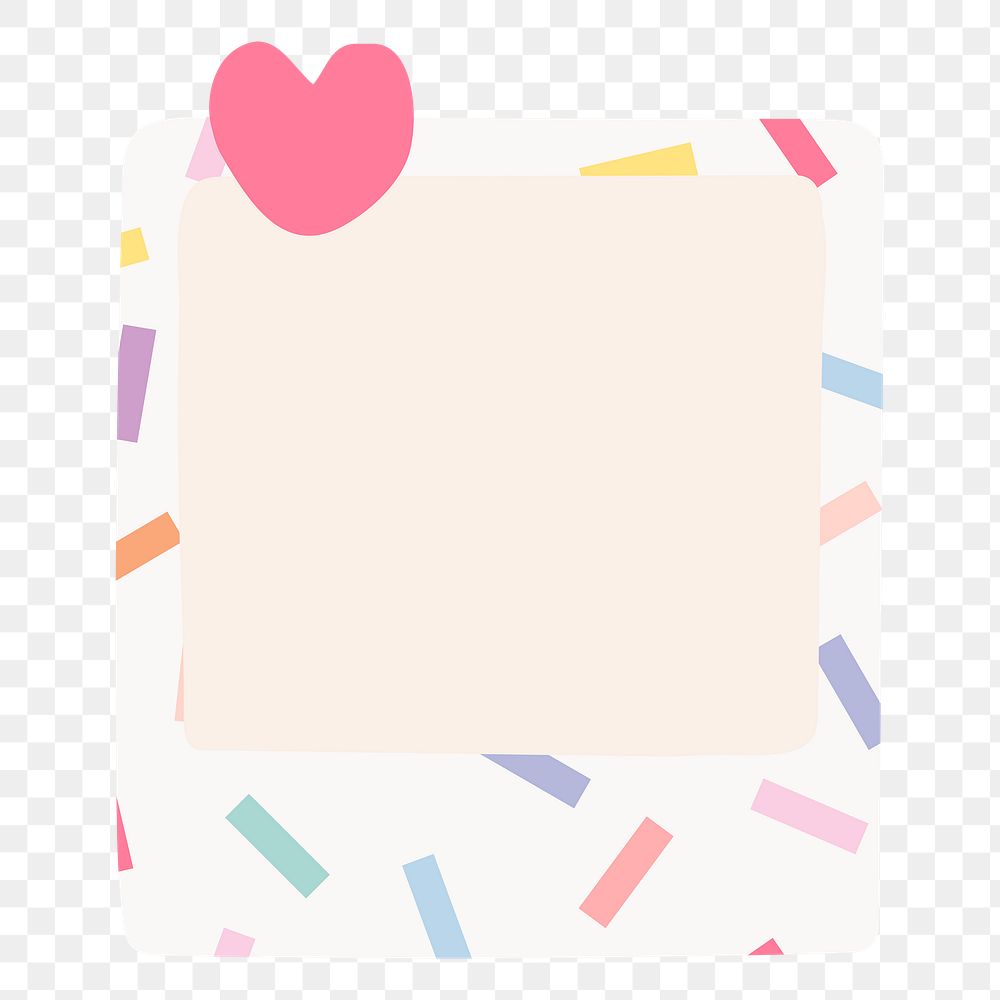 Confetti pattern png frame, instant photo sticker on transparent background