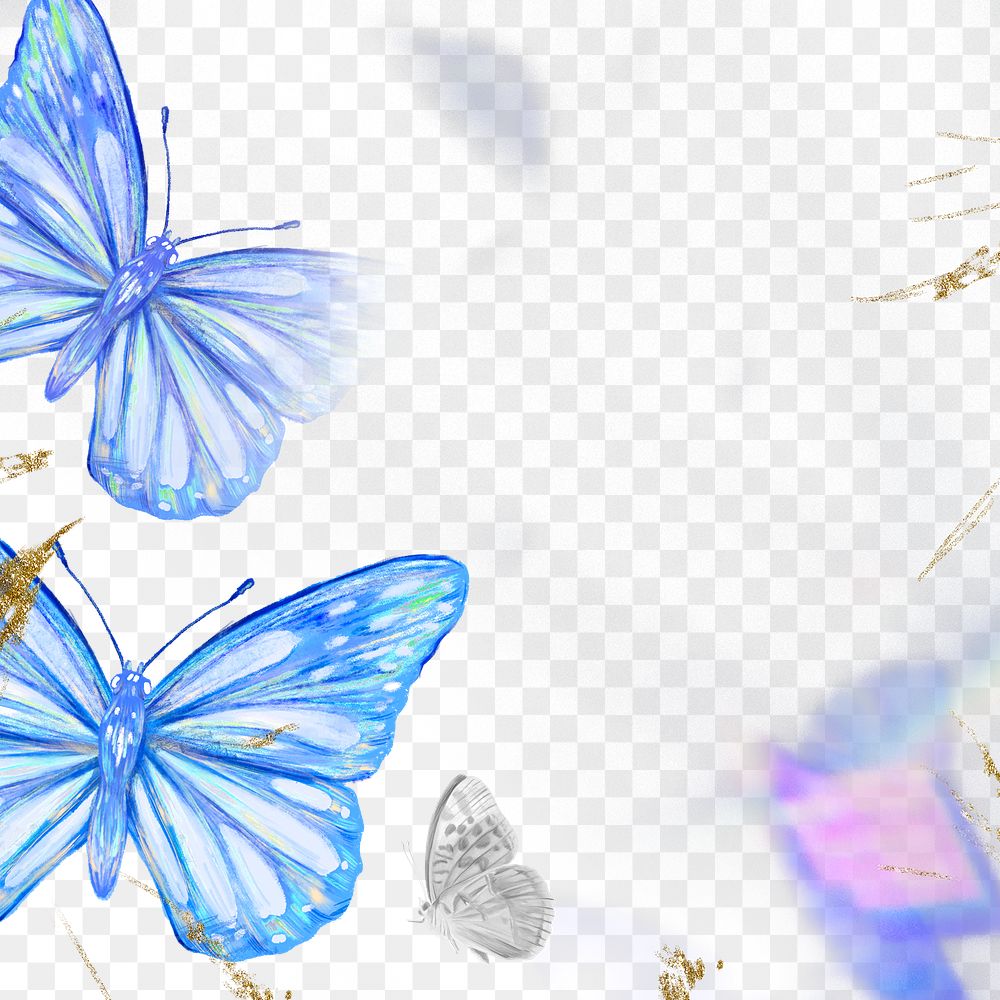 Butterfly png border frame background, aesthetic nature, transparent design