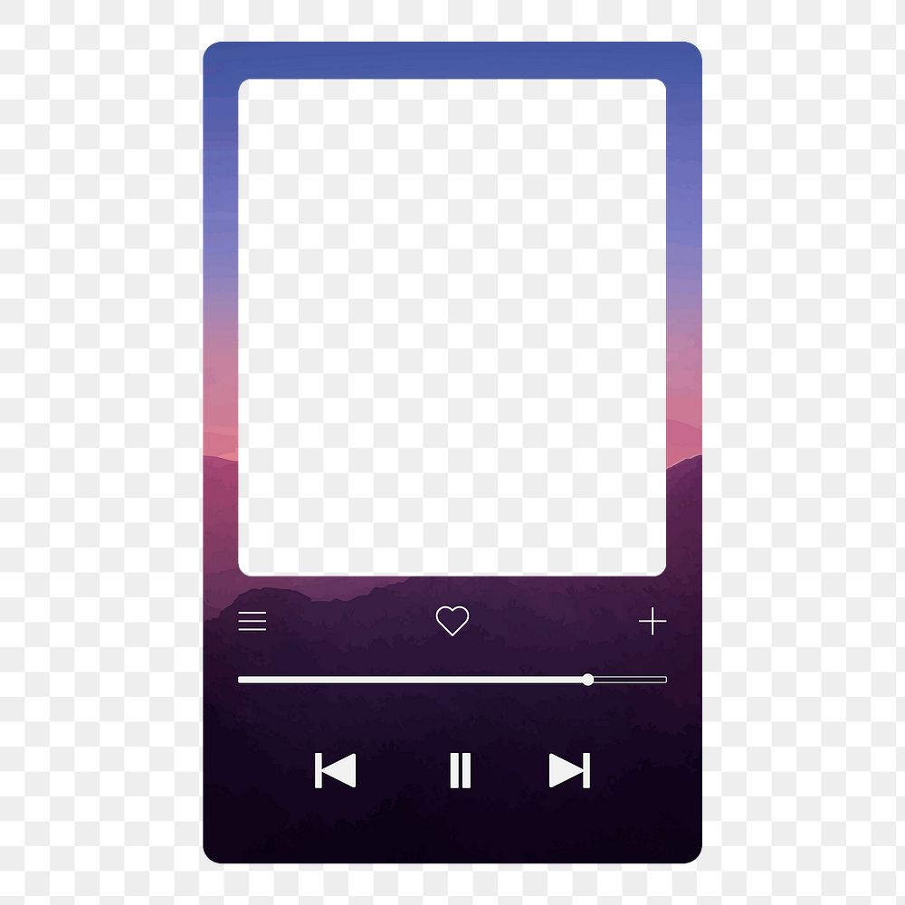 MP3 player png frame sticker, purple aesthetic design, transparent design