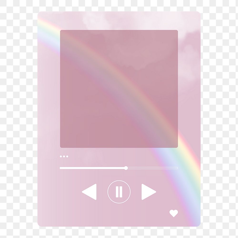 Aesthetic pink png music app frame, transparent background