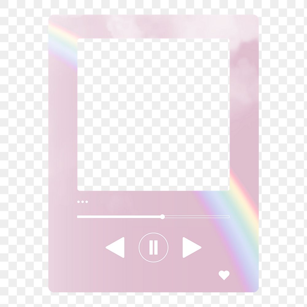 Aesthetic holographic png music app frame, transparent design