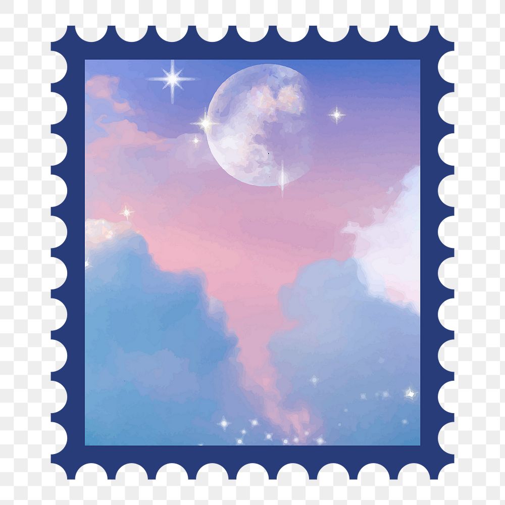 Pastel sky stamp png frame, transparent background