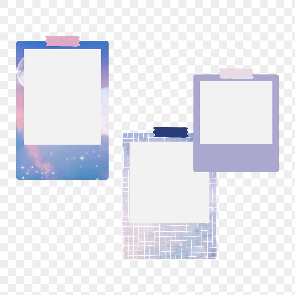 Purple aesthetic png moodboard frame sticker, transparent background