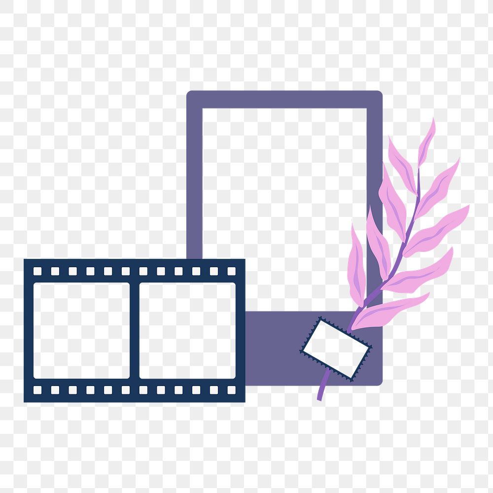 Aesthetic png photo frame sticker, transparent background