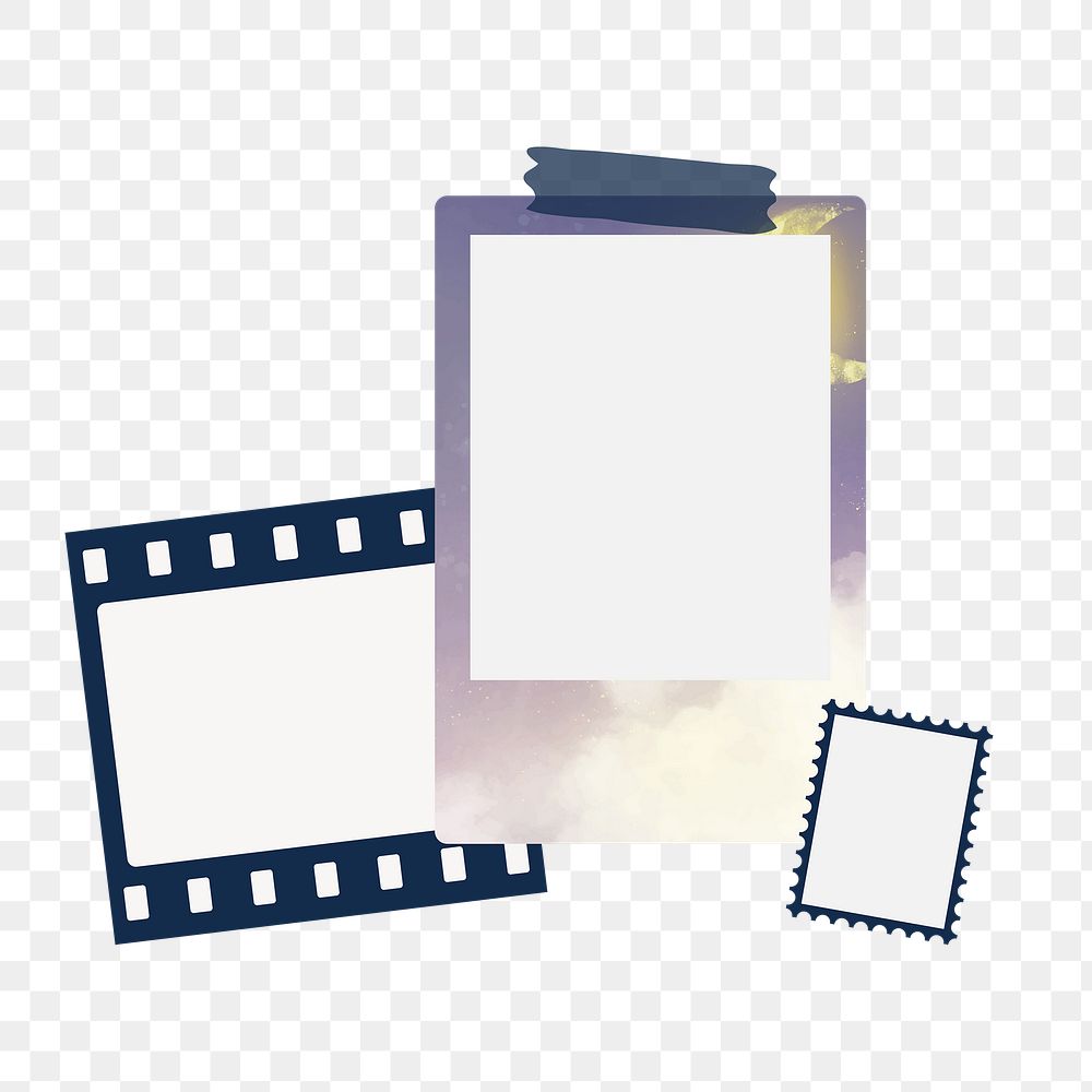 Aesthetic png photo frame sticker, transparent background