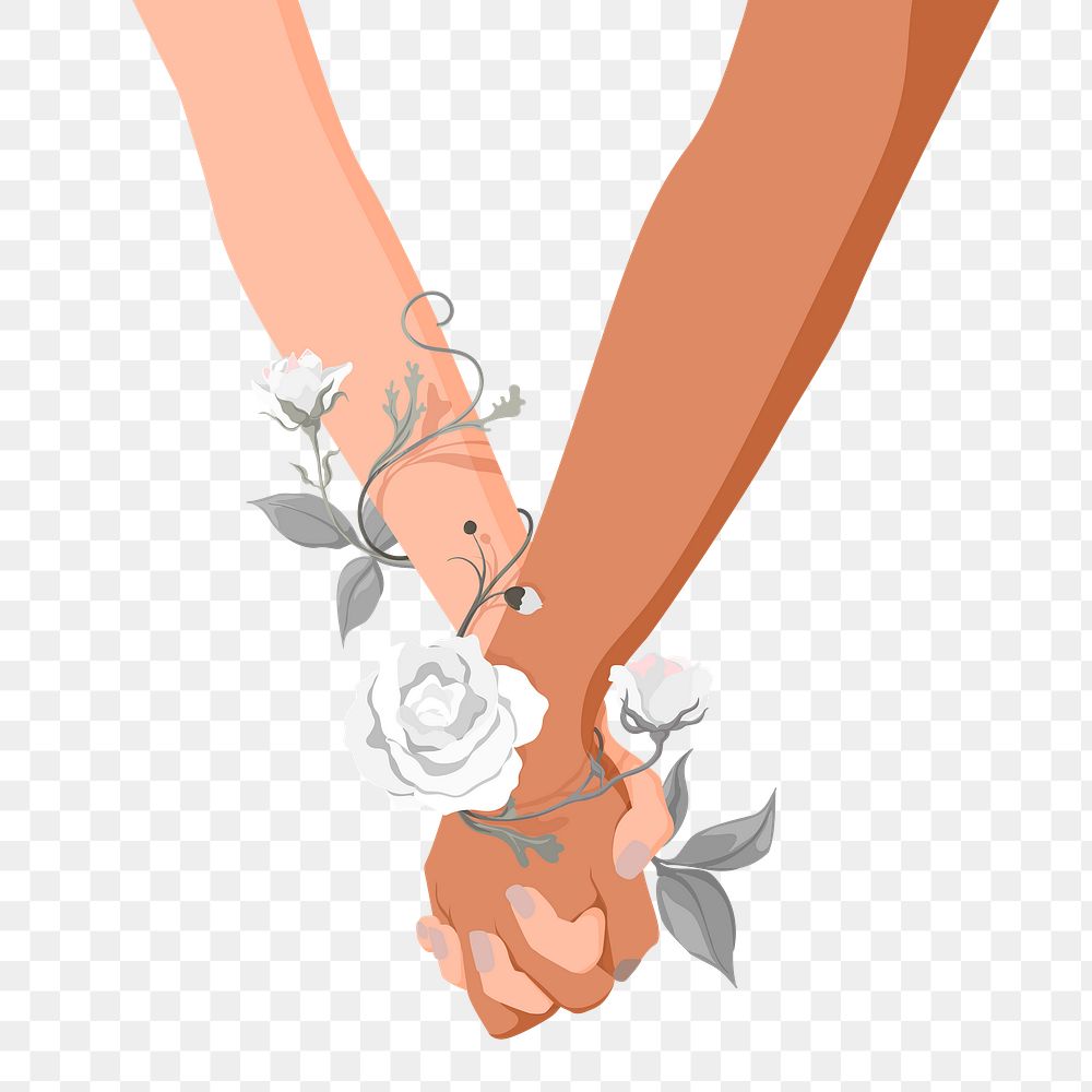 Holding hands png sticker, transparent background