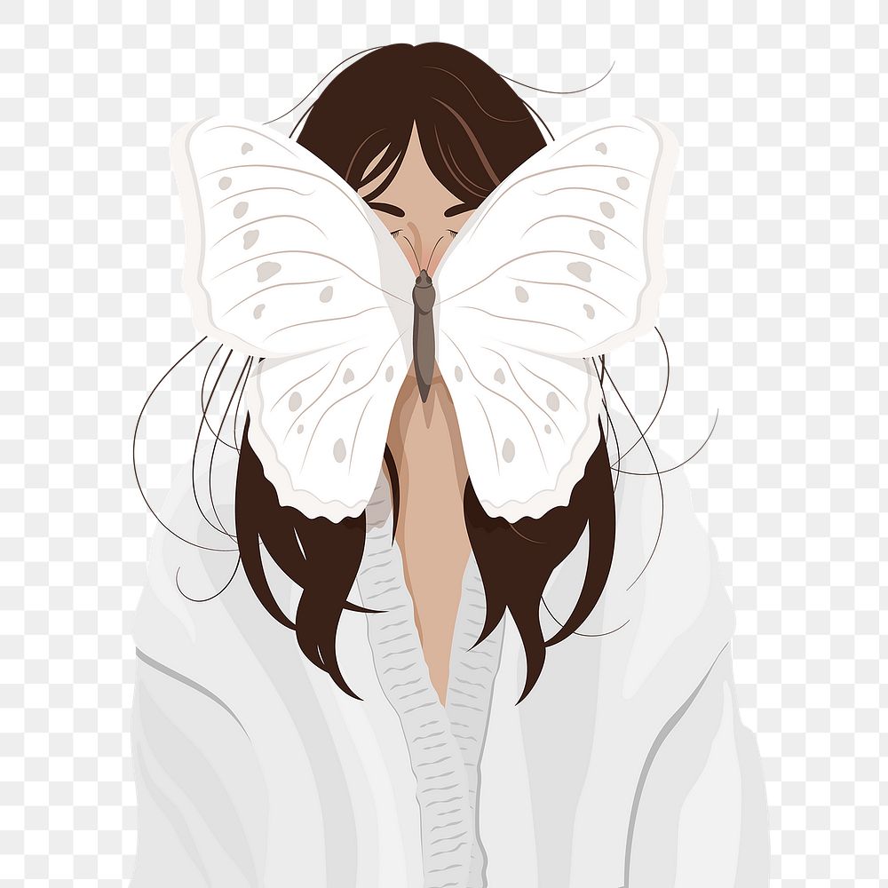 Butterfly png sticker, woman design, transparent background