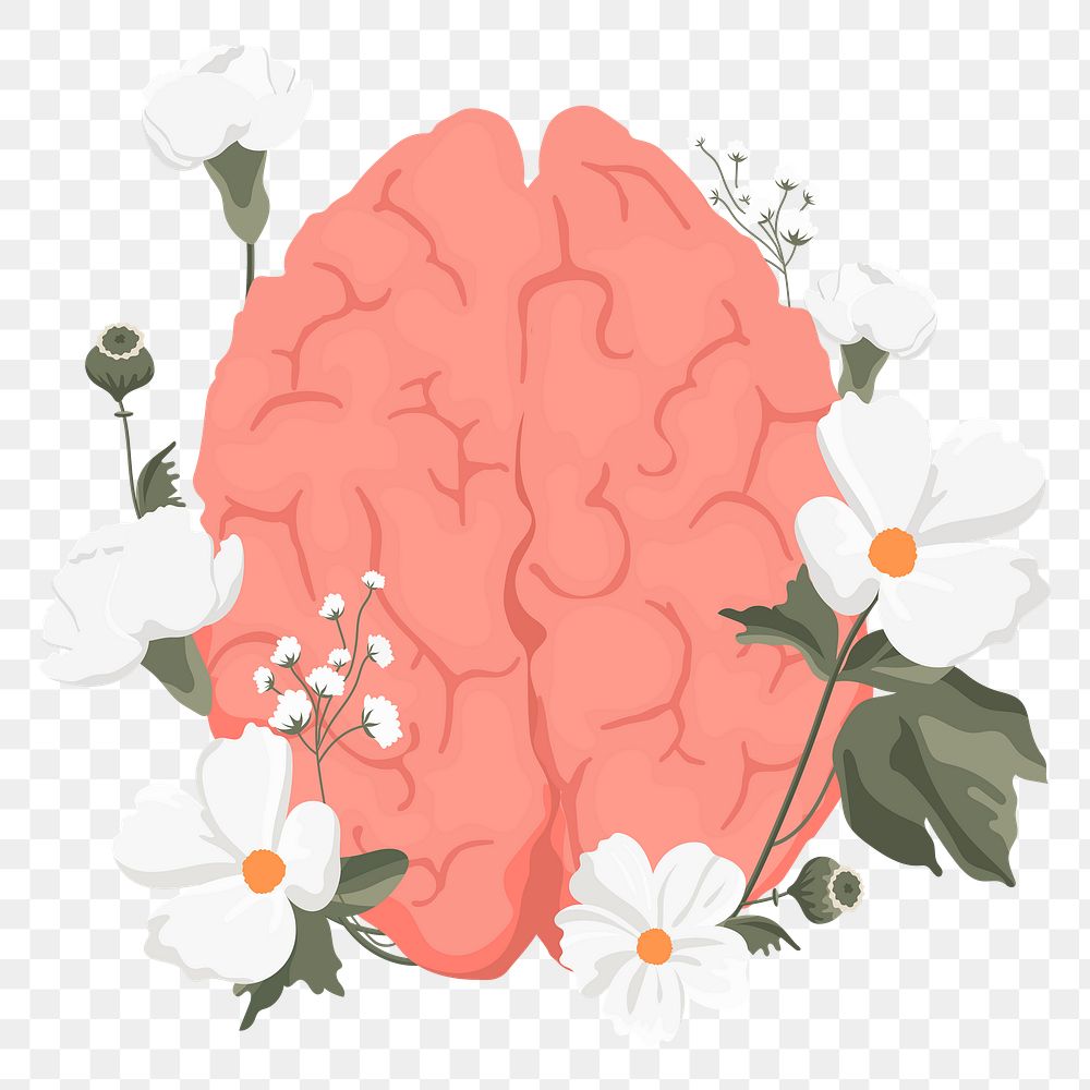 Brain flower png sticker, transparent background
