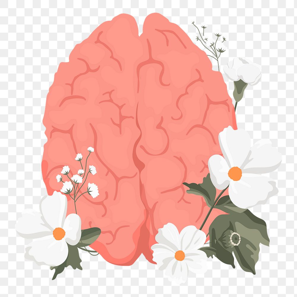 Brain flower png sticker, transparent background