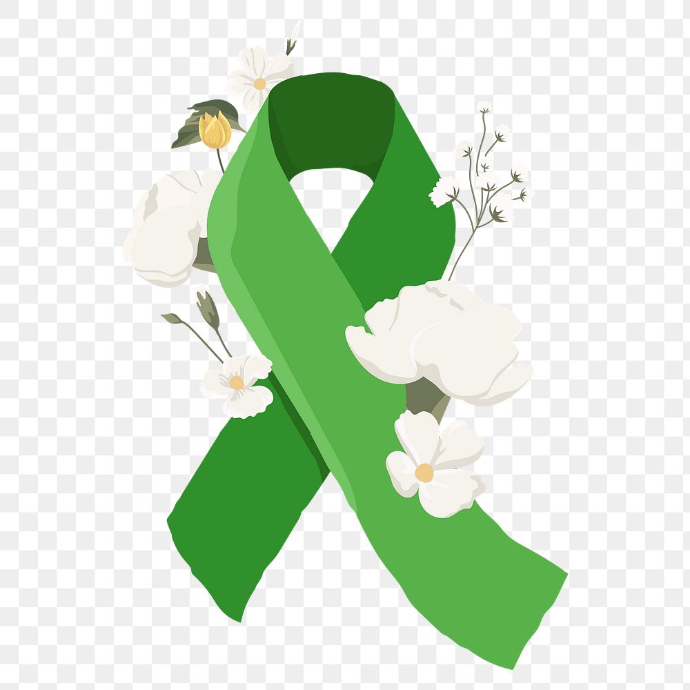 Green ribbon png sticker, transparent background