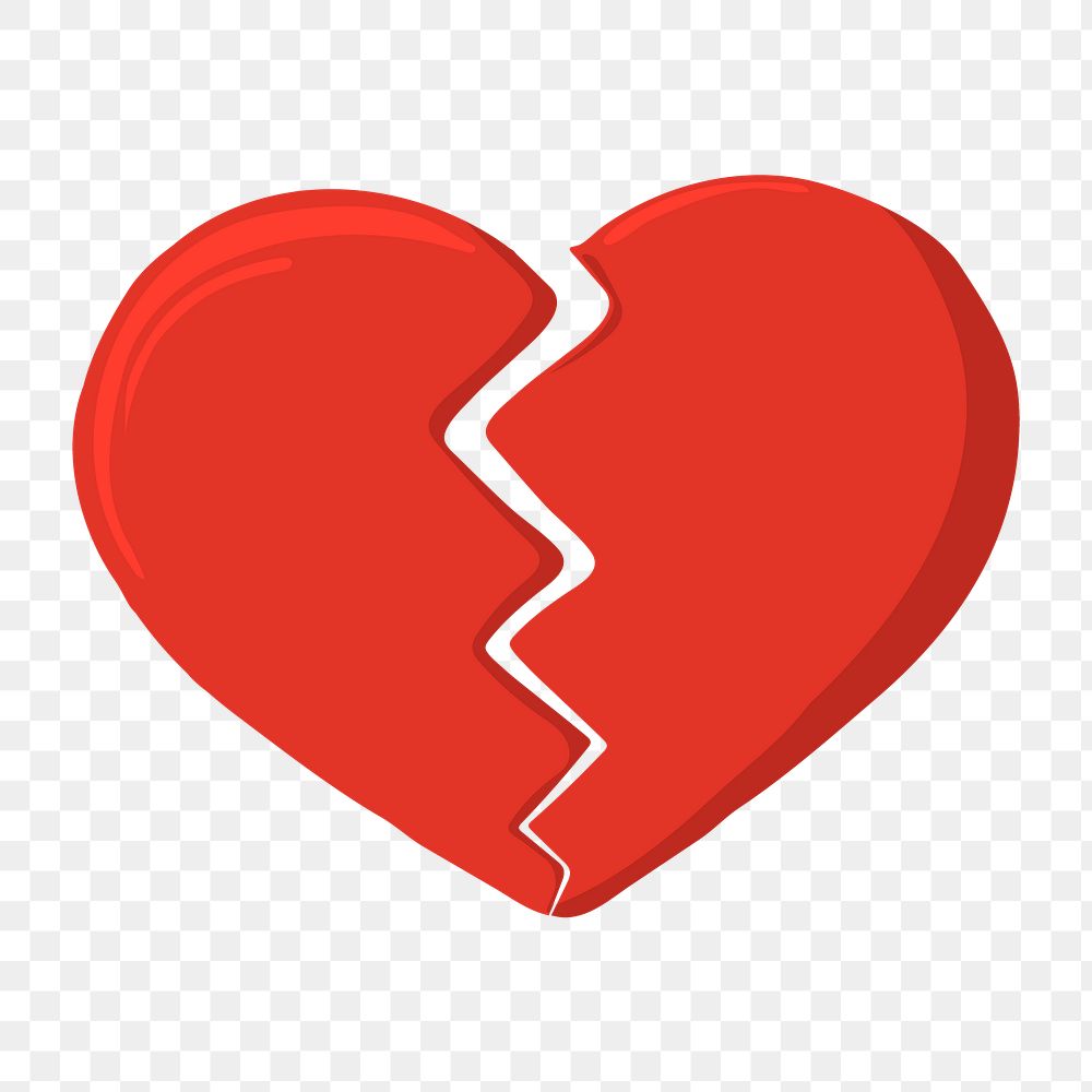 Broken heart png sticker, mental health design, transparent background