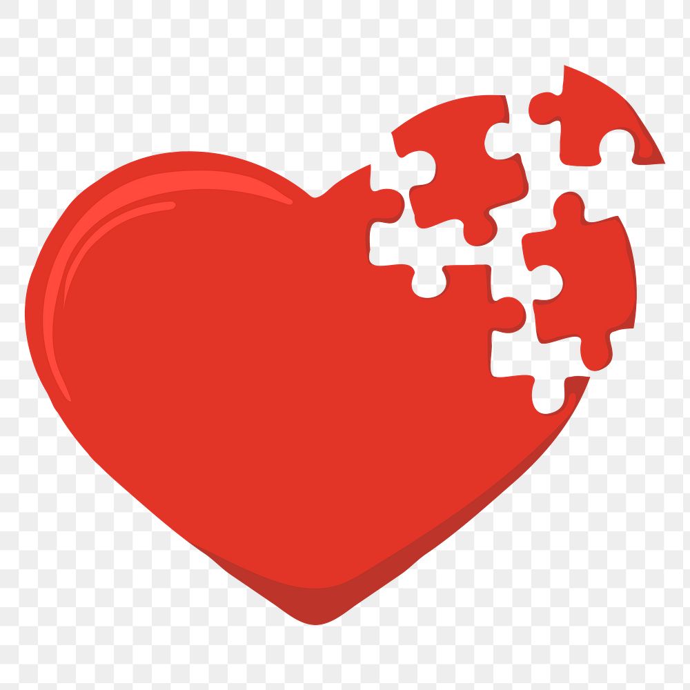Heart jigsaw png sticker, transparent background