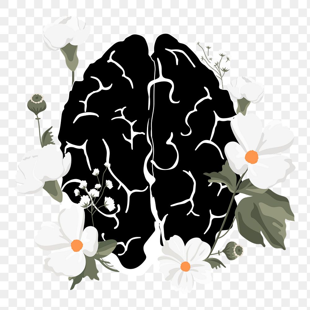 Brain flower, png sticker, transparent background