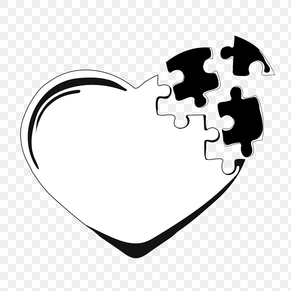 Heart puzzle png sticker, transparent background