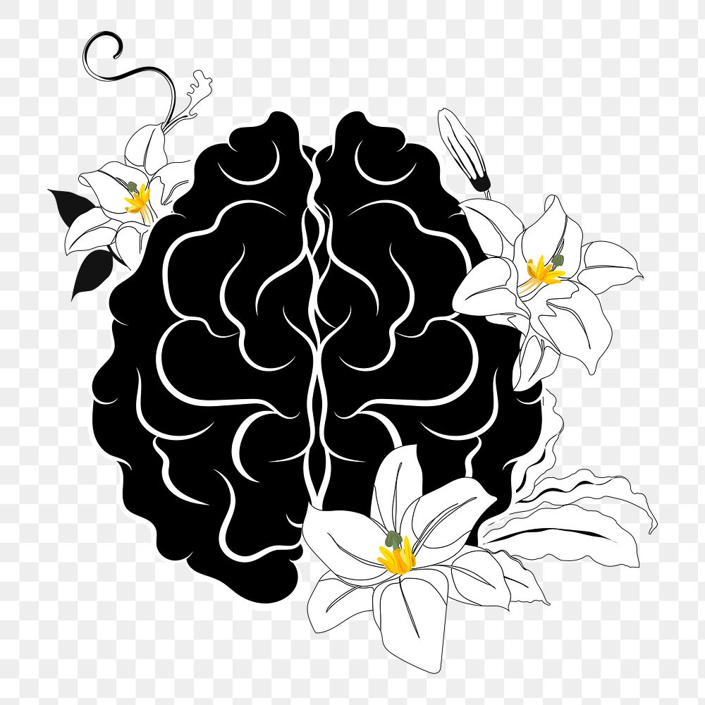 Brain flower, png sticker, transparent background