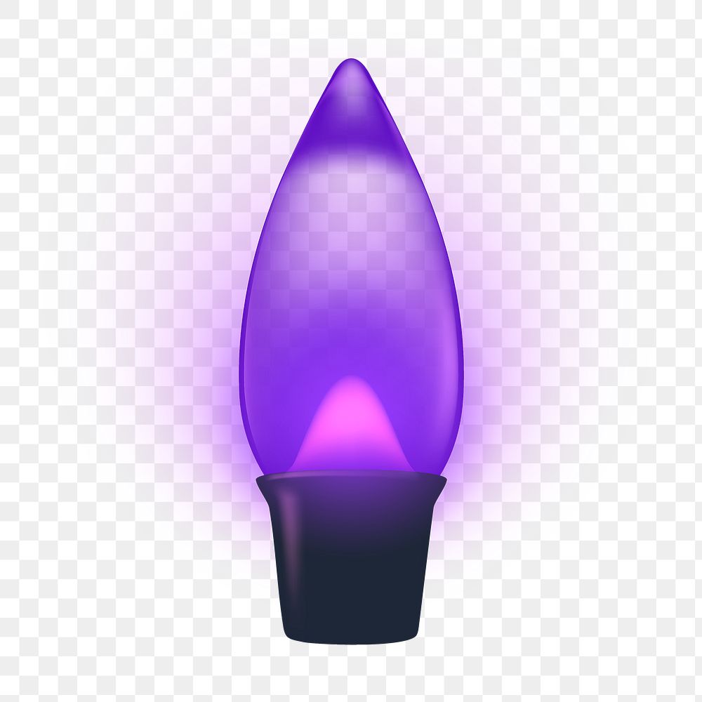 Png purple light bulb sticker, candle LED, transparent background