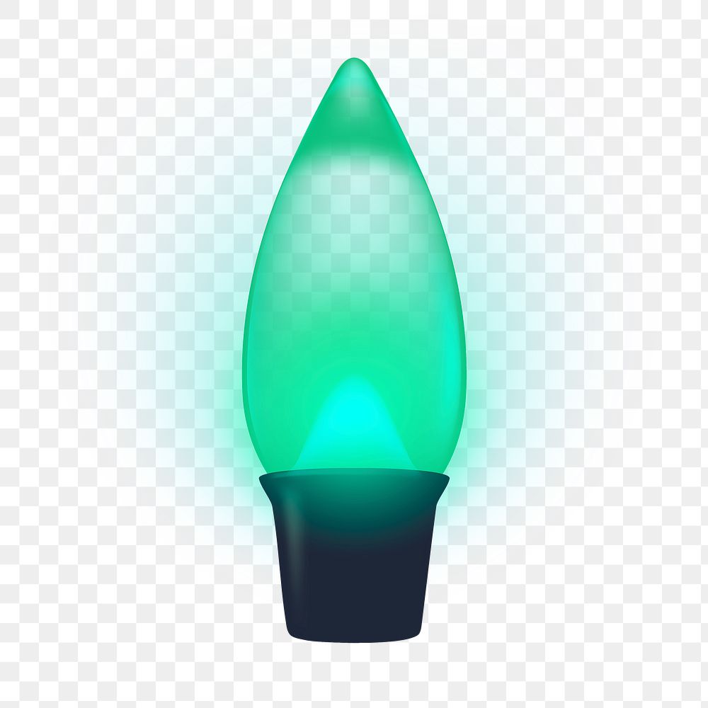 Png green light bulb sticker, candle LED, transparent background