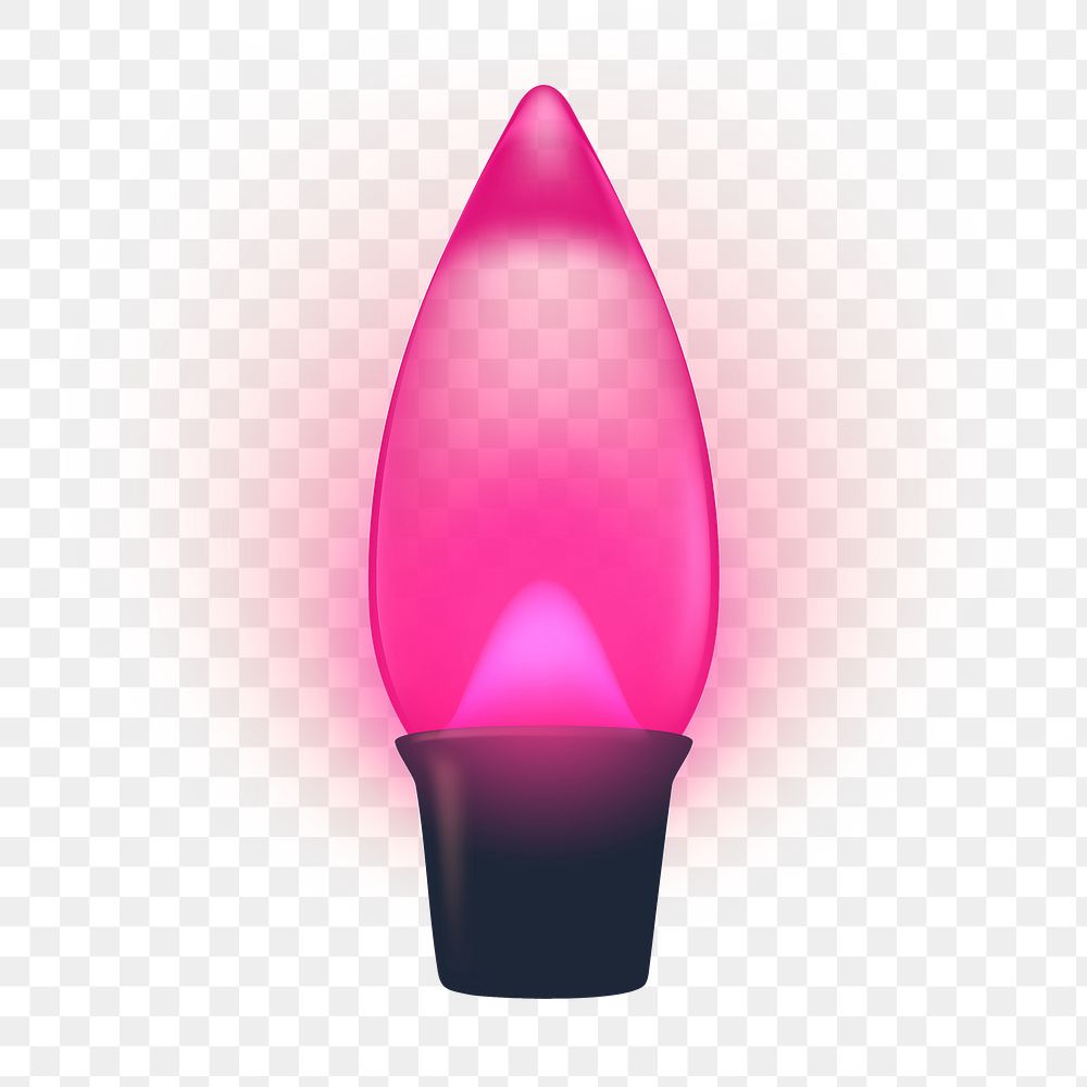 Png pink light bulb sticker, candle LED, transparent background