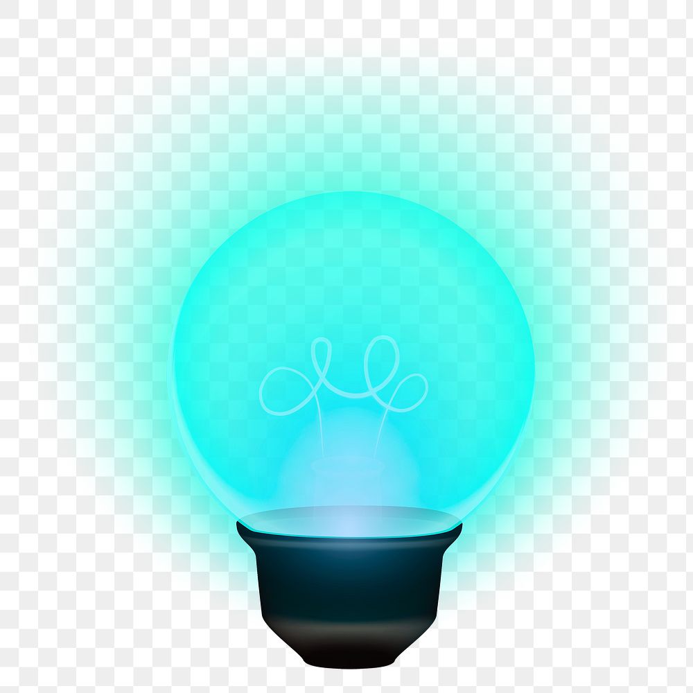 Png blue light bulb clip art, transparent background