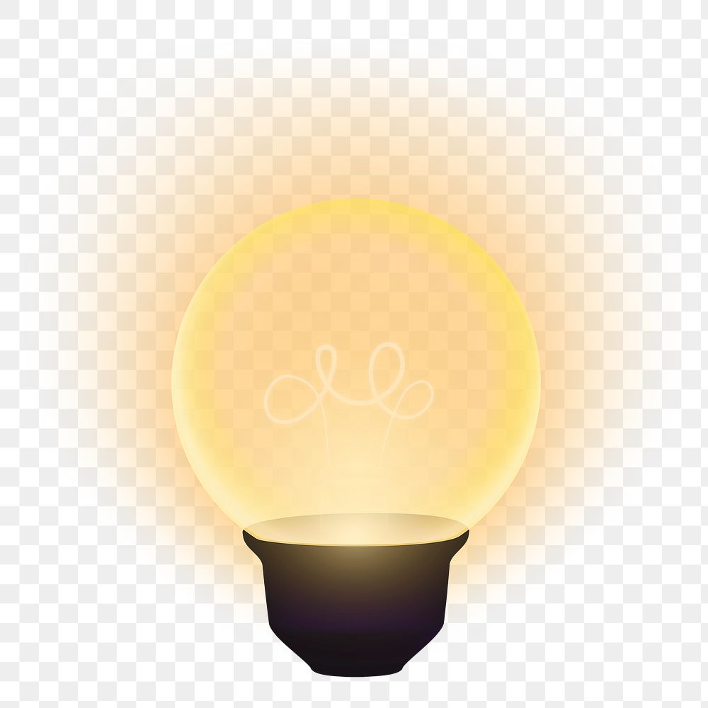 Png yellow light bulb clip art, transparent background