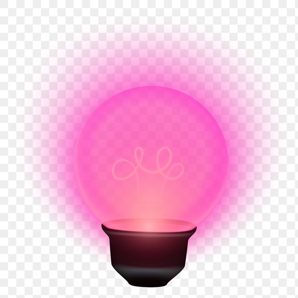 Png pink light bulb clip art, transparent background