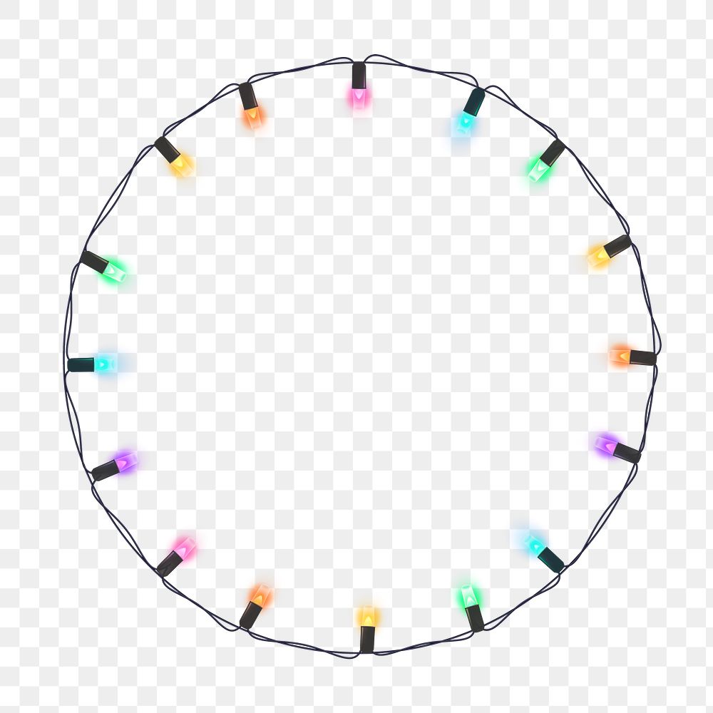 Party lights png frame, neon design, transparent background 