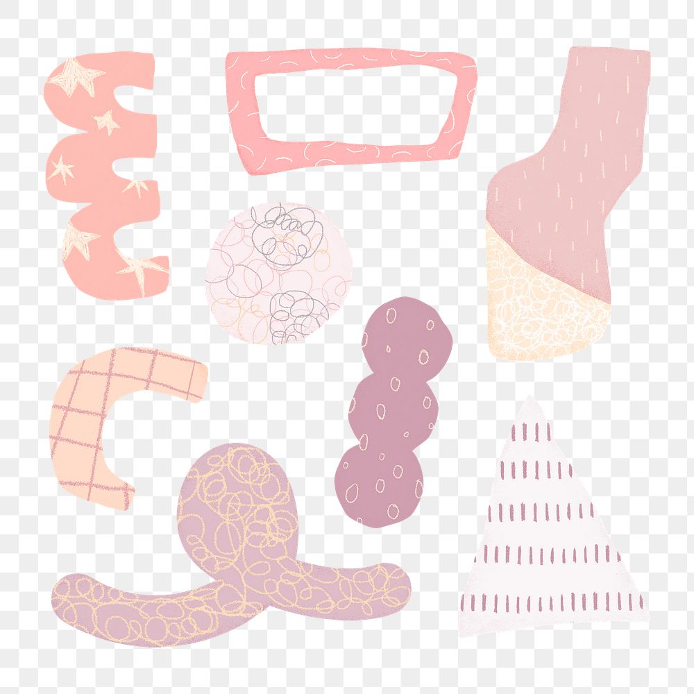 Abstract shape png stickers set, transparent background