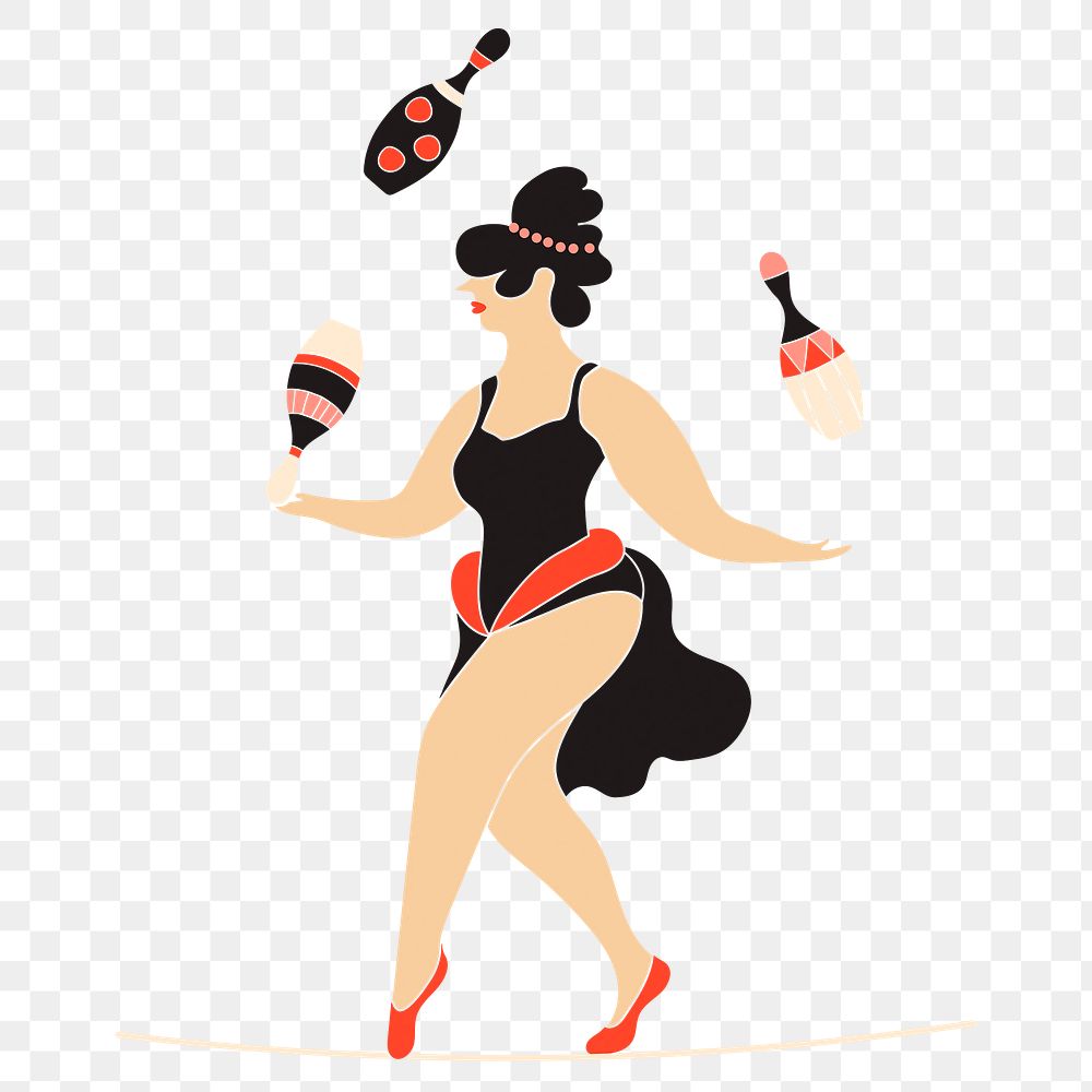 Female juggler png sticker, character illustration, transparent background