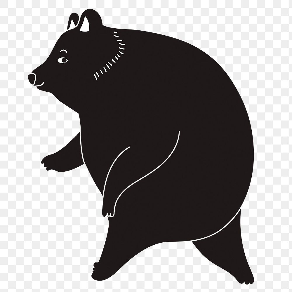 Png black bear cartoon sticker, cute animal illustration, transparent background