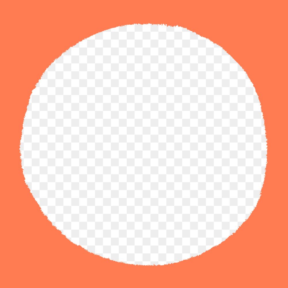 Orange round frame png, transparent background