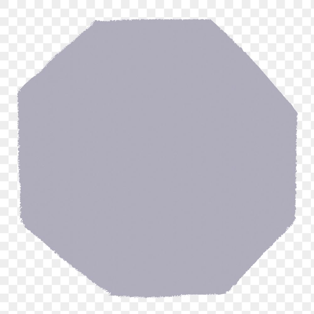 Octagon badge png, gray sticker, transparent background