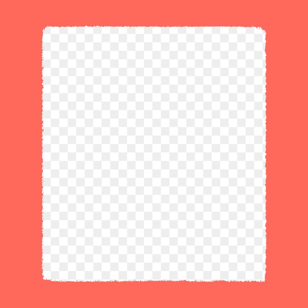 Red frame png, rectangle design, transparent background
