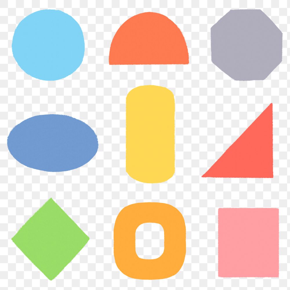 Geometric shape png sticker set, colorful design