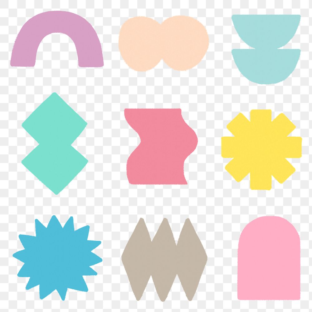 PNG geometric sticker shapes, muted tone design