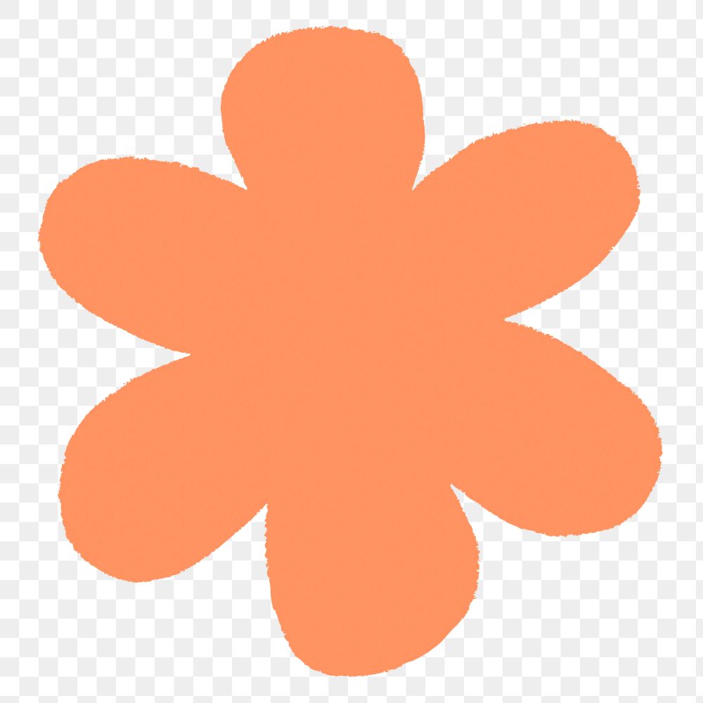 Orange flower png sticker, blob shape design