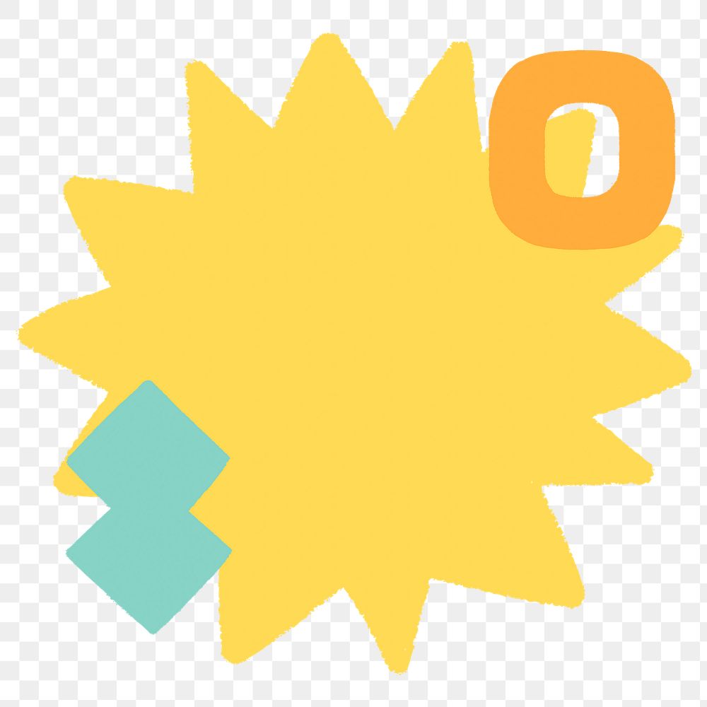 Yellow starburst png sticker, transparent background