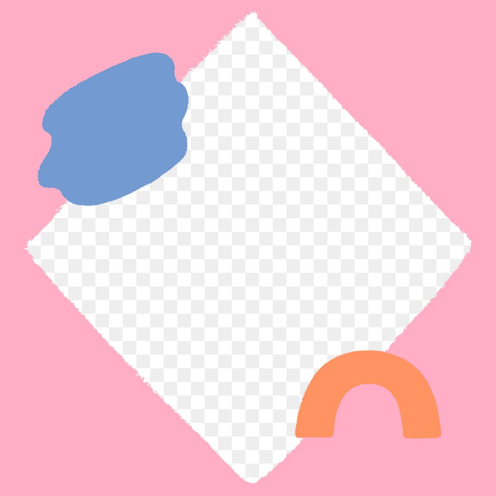 Pink frame png, rhombus shape, transparent background