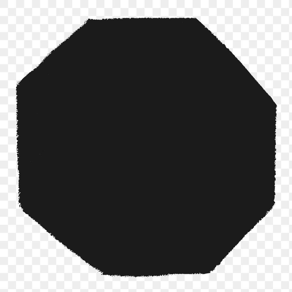 Black octagon png badge sticker, transparent background