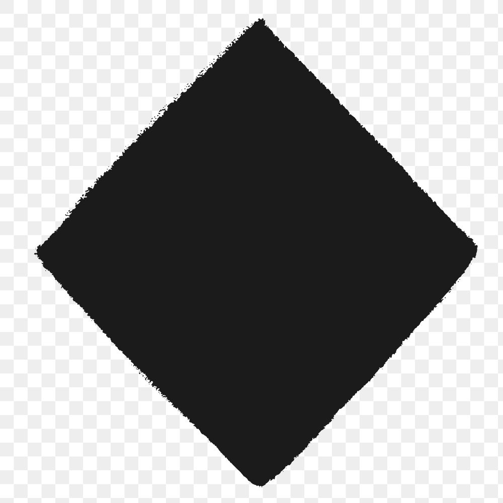 Black badge png, rhombus sticker, transparent background