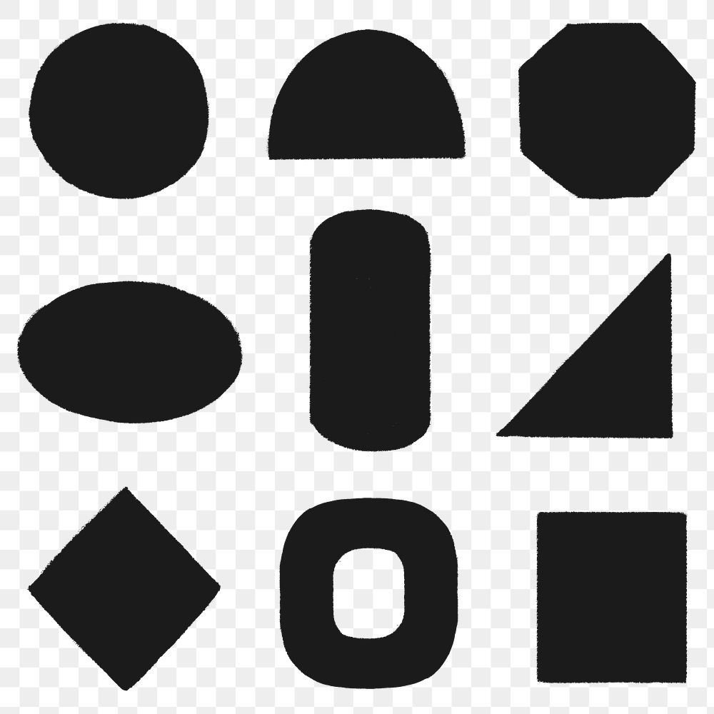 PNG black geometric shape sticker set