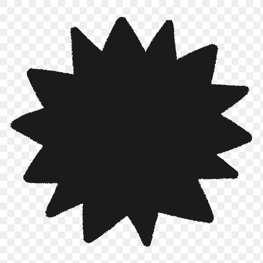 PNG black starburst sticker, transparent background