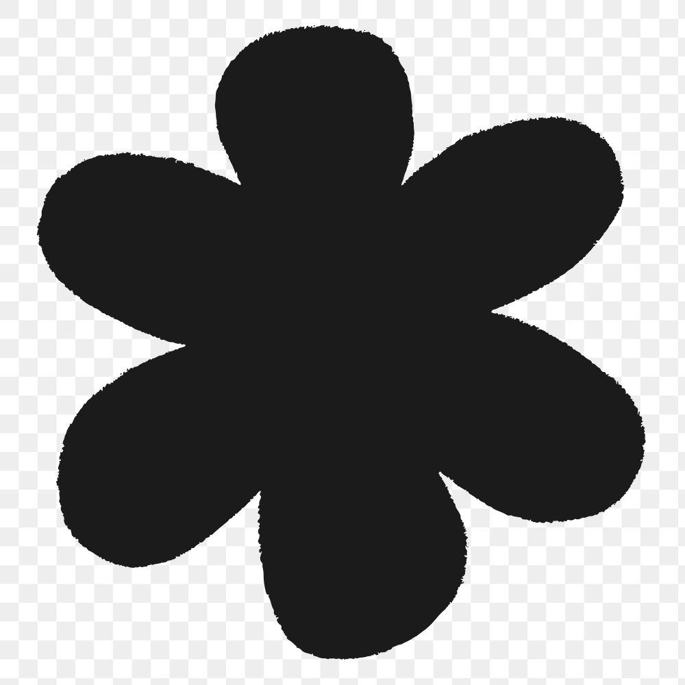Sticker png, black flower, blob shape design