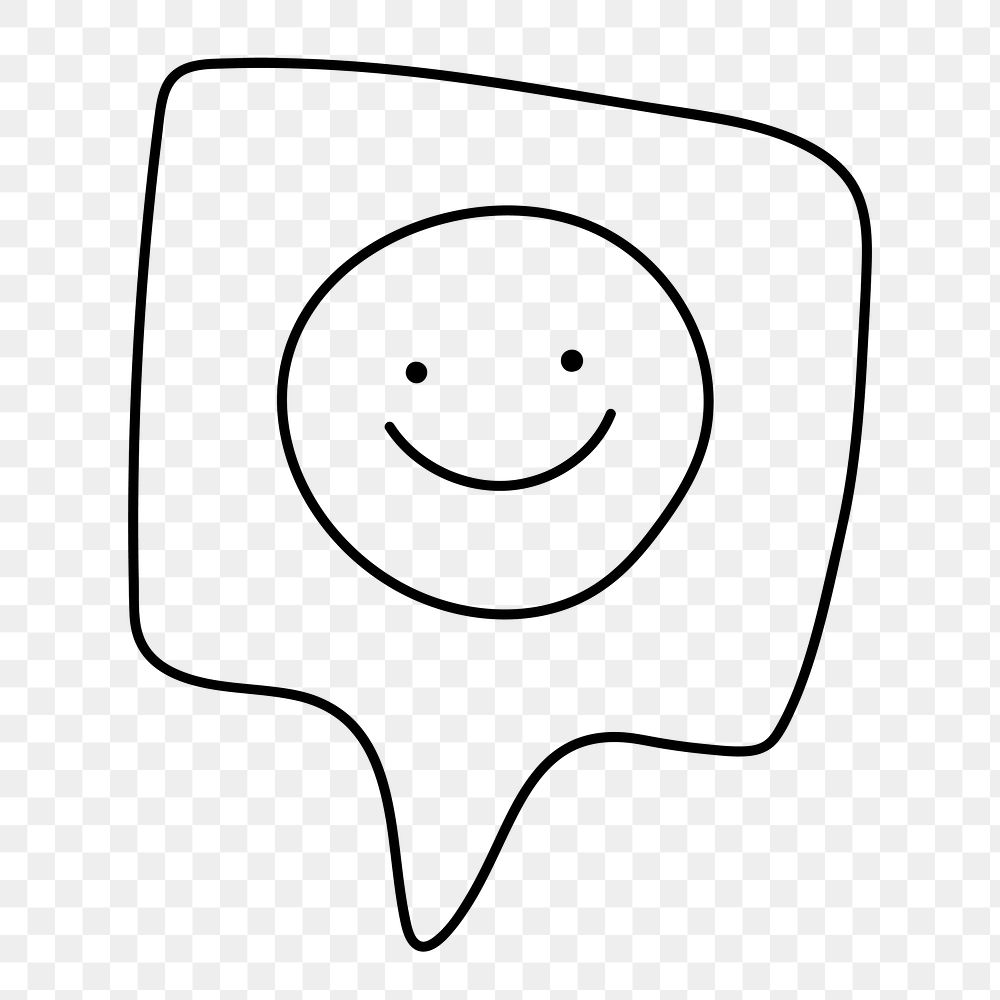 Smiling face png sticker, social media emoticon doodle on transparent background