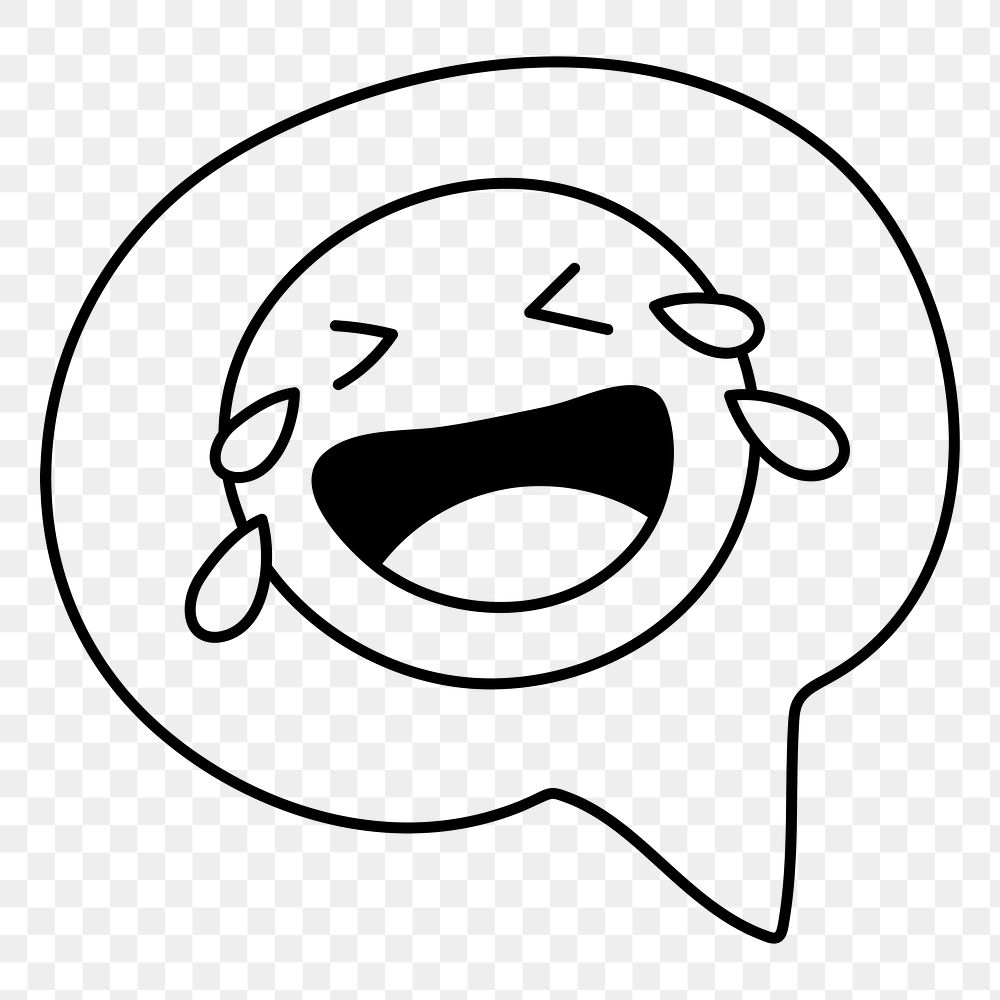 Laughing png emoticon doodle sticker, facial expression on transparent background