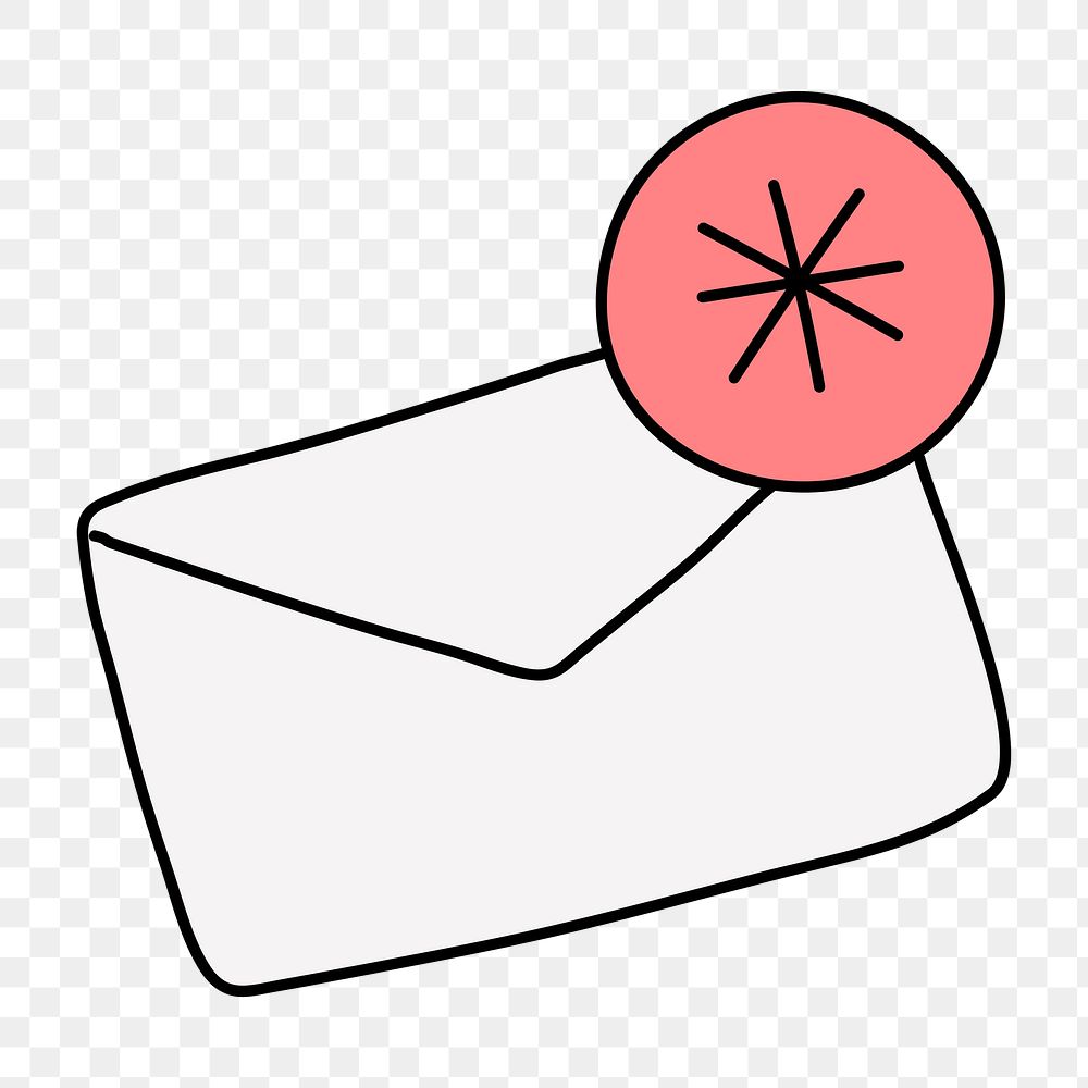 Envelope png clipart, message notification symbol on transparent background