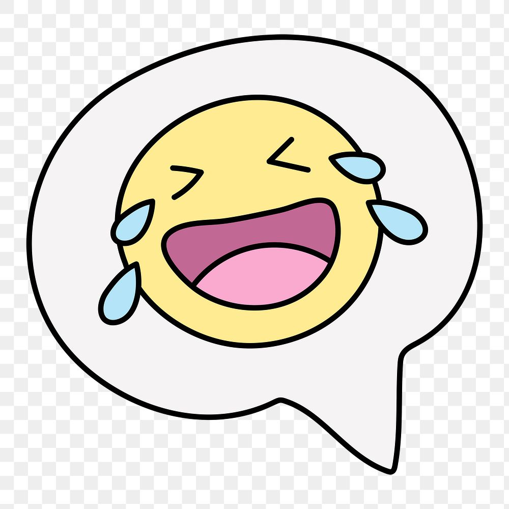 Laughing png emoticon doodle sticker, facial expression on transparent background