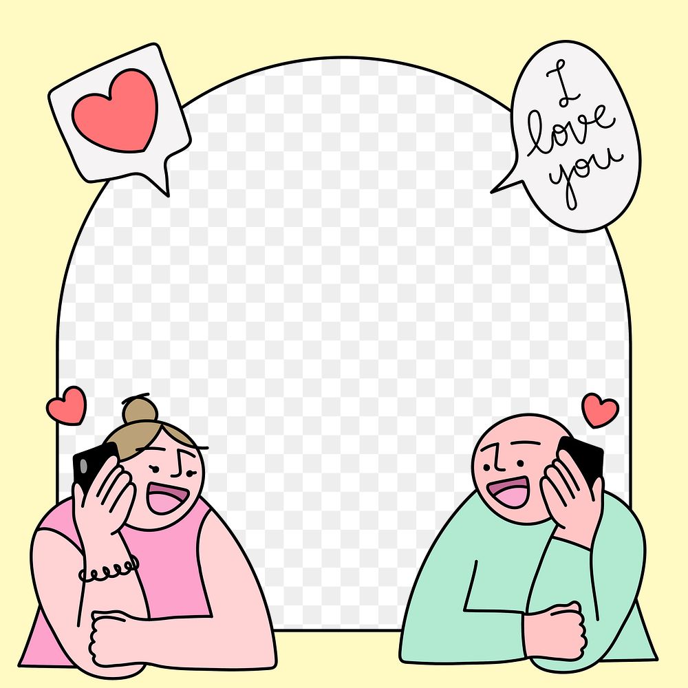 Online dating png frame background, doodle graphic